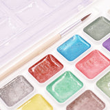 Angels Craft 28-Color Pearlescent Watercolor Paint Set with 1 Artist Brush