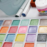 Angels Craft 28-Color Pearlescent Watercolor Paint Set with 1 Artist Brush