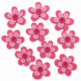 Layered Pink Felt Flower Embellishments with Button Center – 9-Pack Craft Shapes (1.57")