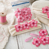 Layered Pink Felt Flower Embellishments with Button Center – 9-Pack Craft Shapes (1.57")