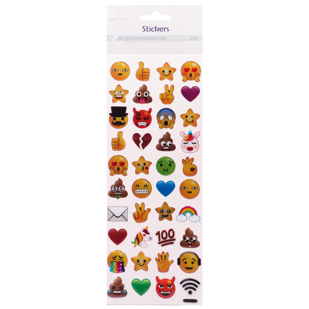 Angels Craft Epoxy Stickers: Expressive Faces (40 Stickers Total)