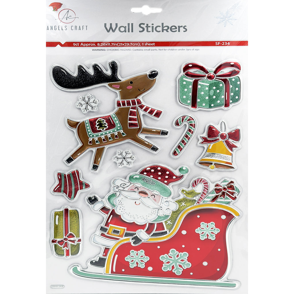 Angels Craft Pop Up Stickers: Christmas, Santa/Rudolph (9 Stickers Total)