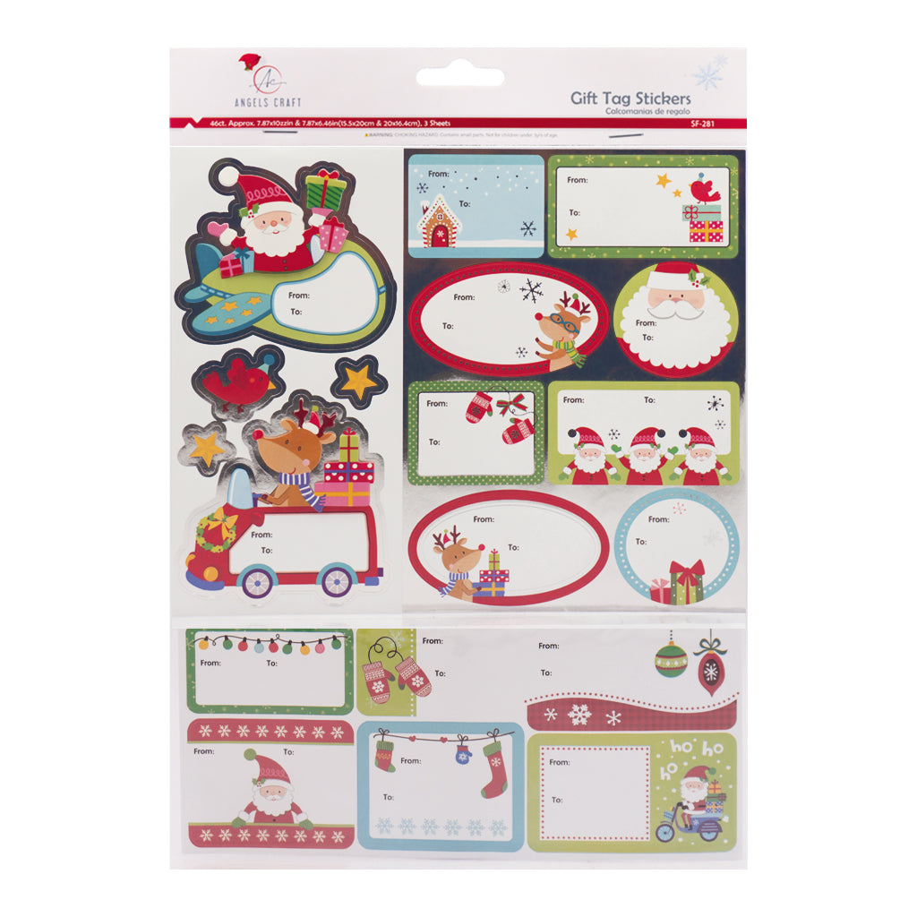 Angels Craft Christmas Gift Tag Stickers – 46 Count / 3 Sheets