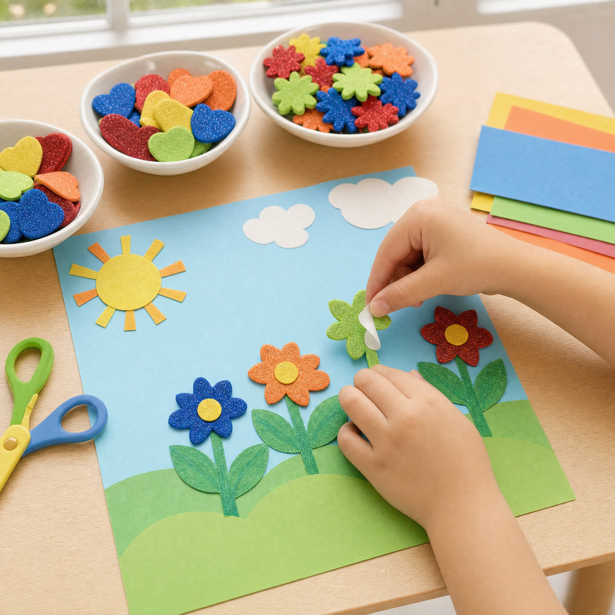 Glitter EVA Foam 3D Stickers – Self-Adhesive Craft Shapes