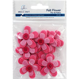 Layered Pink Felt Flower Embellishments with Button Center – 9-Pack Craft Shapes (1.57")