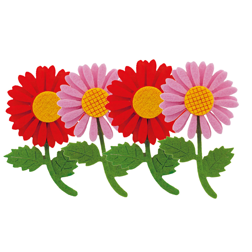 Soft Felt Daisy Flower Stickers – 4-Pack (Assorted Pink & Orange)