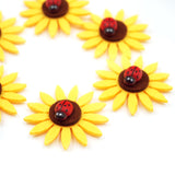 Felt Sunflower Embellishments with Ladybug – 6-Pack 3D Craft Shapes