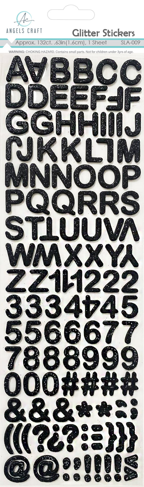 Glitter Foam Alphabet Stickers, 132-Ct Sheet, 0.63" (1.6cm) - 3 Colors