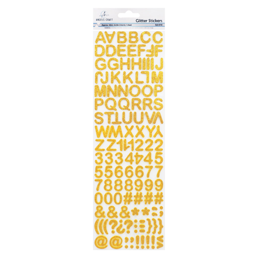 Glitter Foam Alphabet Stickers, 132-Ct Sheet, 0.63" (1.6cm) - 3 Colors