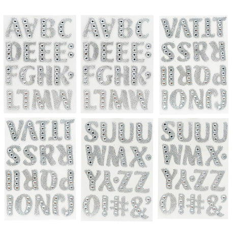 Angels Craft Glitter Letters w/ Rhinestone Stickers (72 Stickers Total)