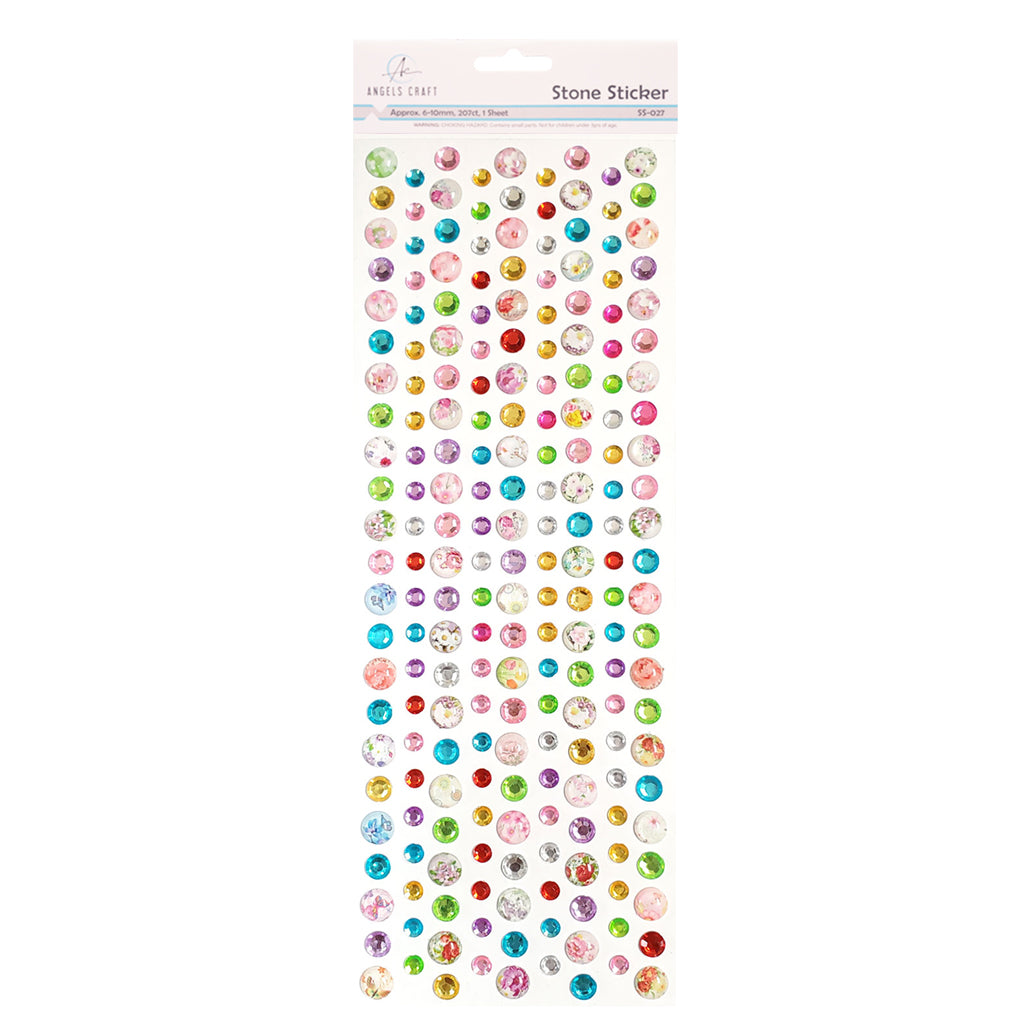 Angels Craft Stone Sticker Sheet Stickers: Stone & Epoxy Resin Vintage Florals (207 Stones Total)
