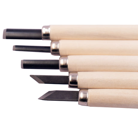 Angels Craft 5 Count 5.5" Wood Carving Set with Wood Handles