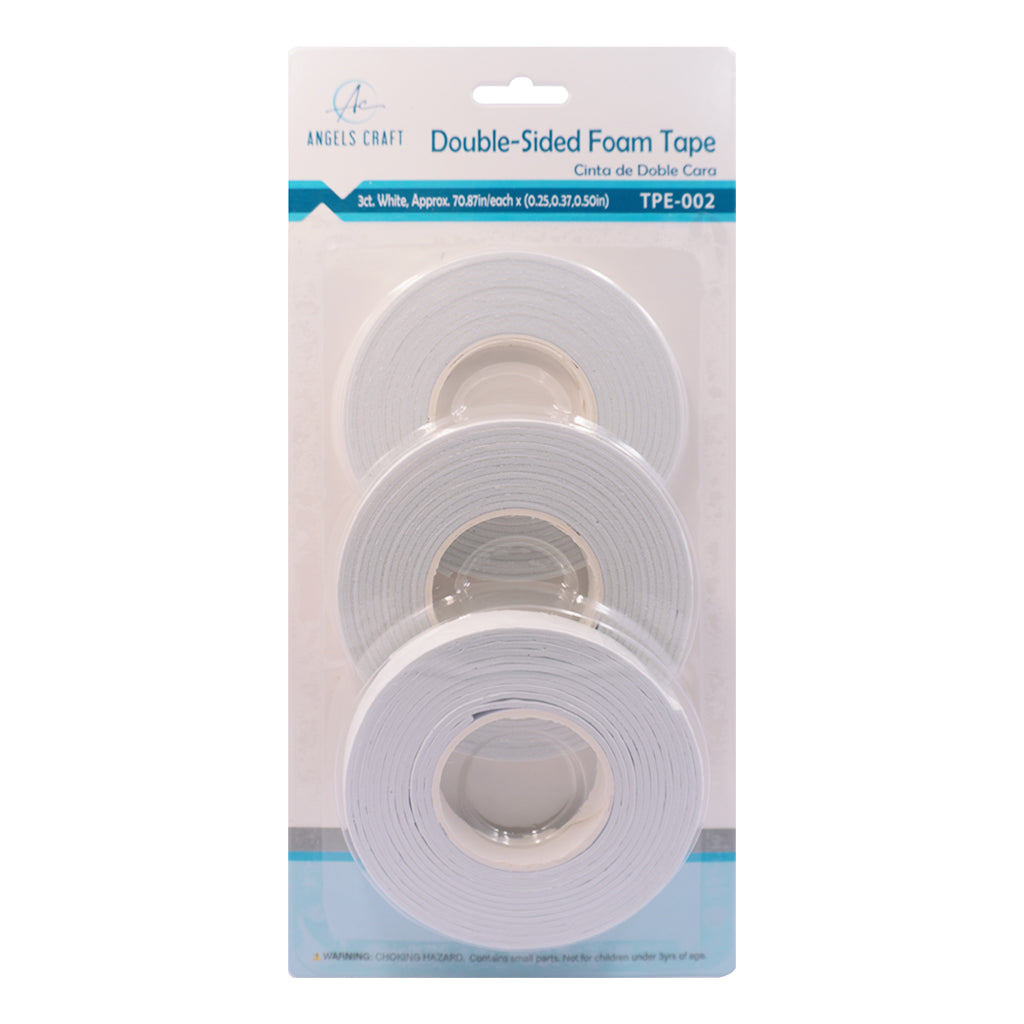 Angels Craft White Double-Sided Foam Tape, 3 Rolls