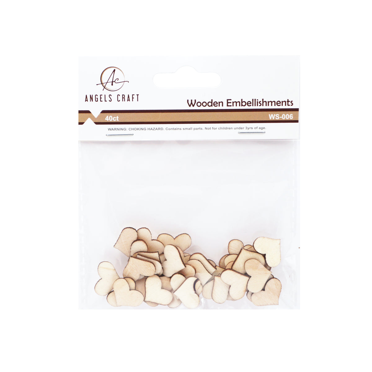 Mini Wooden Heart Craft Embellishments (40 Pack)