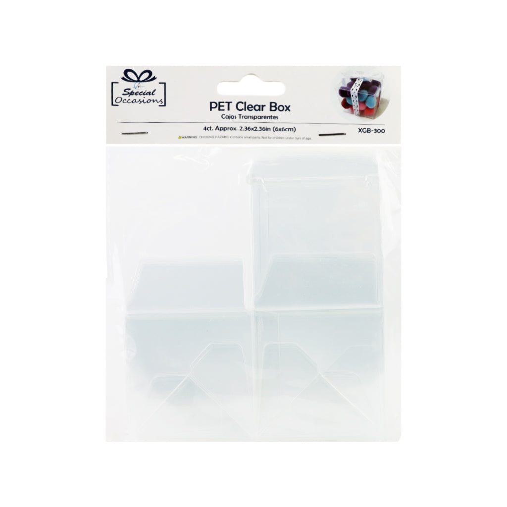 PET Mini Clear Favor Boxes, 4 Ct, 2.36 x 2.36 in