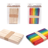 50-Count Jumbo Wooden Craft Sticks (6-Inch) | Natural & Rainbow