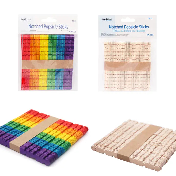 4.5" Interlocking Notched Craft Sticks (50-Count Pack)