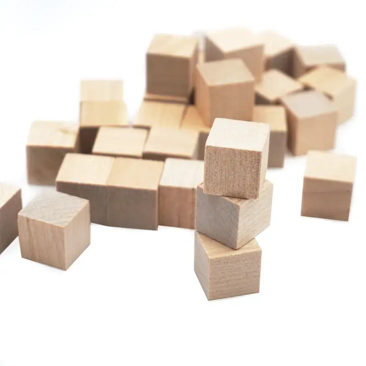 0.6" (15mm) Natural Wooden Cubes (30-Pack)