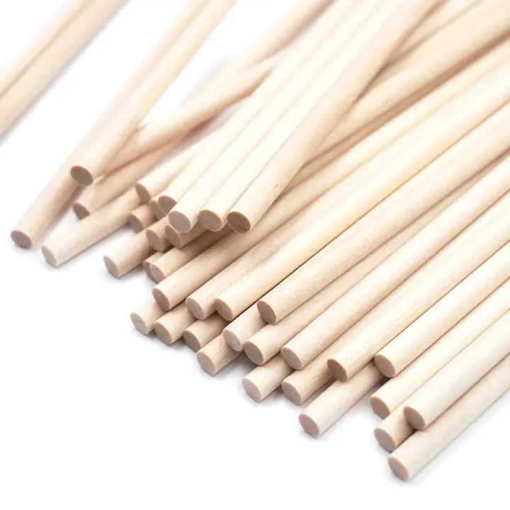 5.9" Wooden Dowel Rods – 40-Pack of 5mm Round Craft Sticks