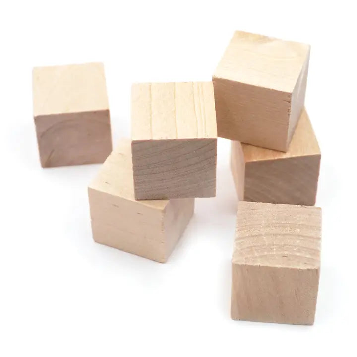 Unfinished Wood Craft Cubes – 6 Pack (1-Inch)