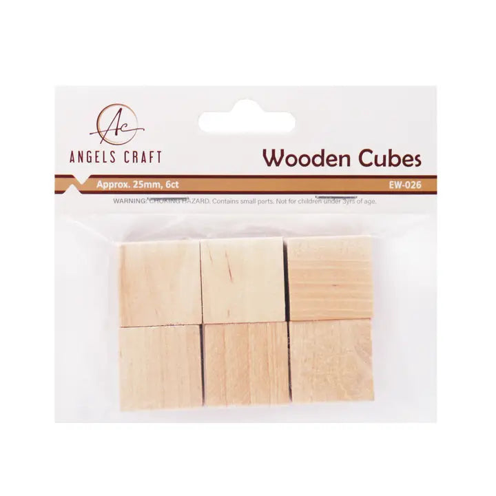 Unfinished Wood Craft Cubes – 6 Pack (1-Inch)