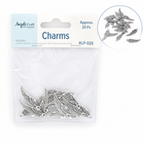 Wing Alloy Charms, Antique Silver - 20-Piece Pack