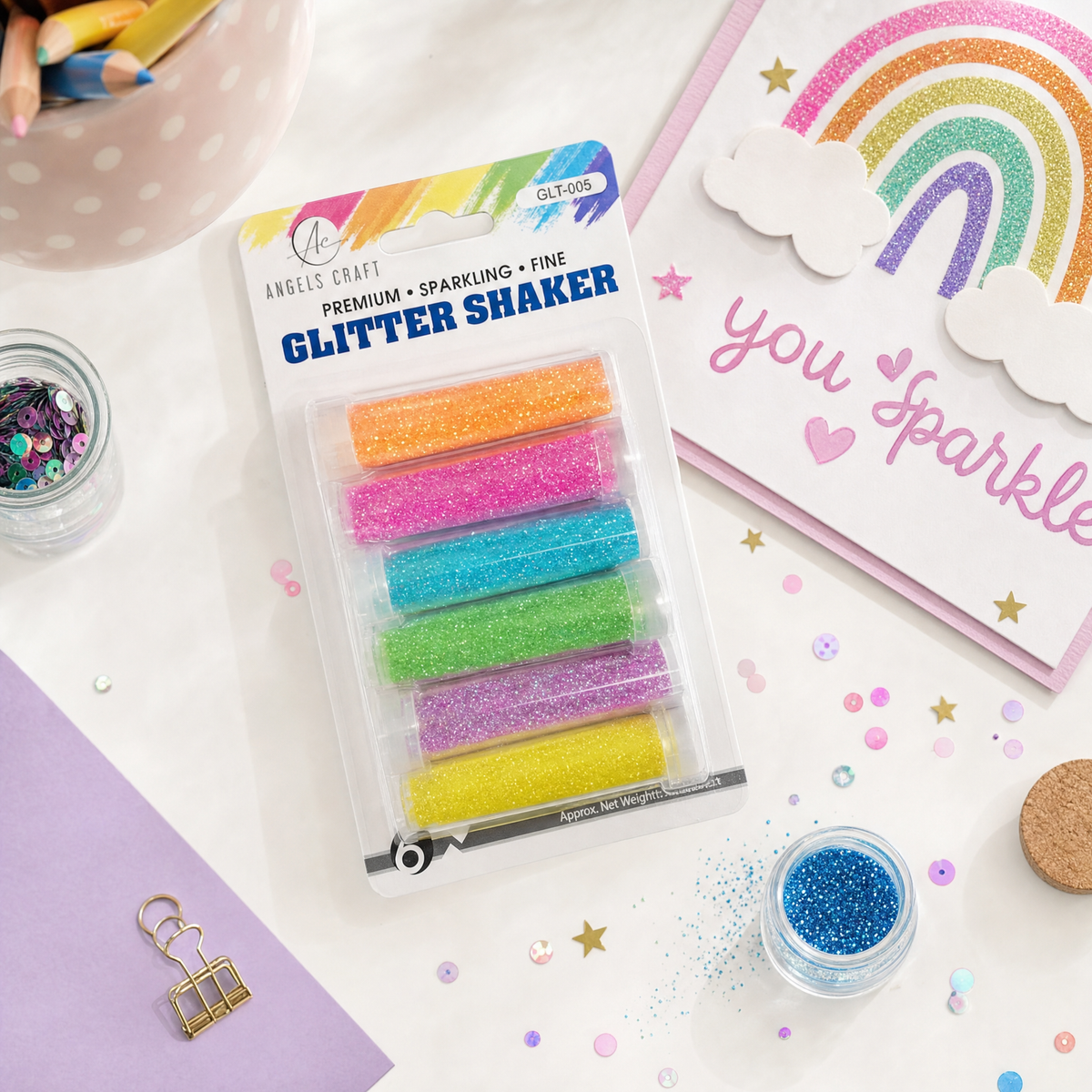 6-Pack Neon Glitter Shaker Set – 6 Vibrant Colors