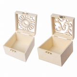 Laser-Cut Unfinished Wood Jewelry & Keepsake Box with Clasp