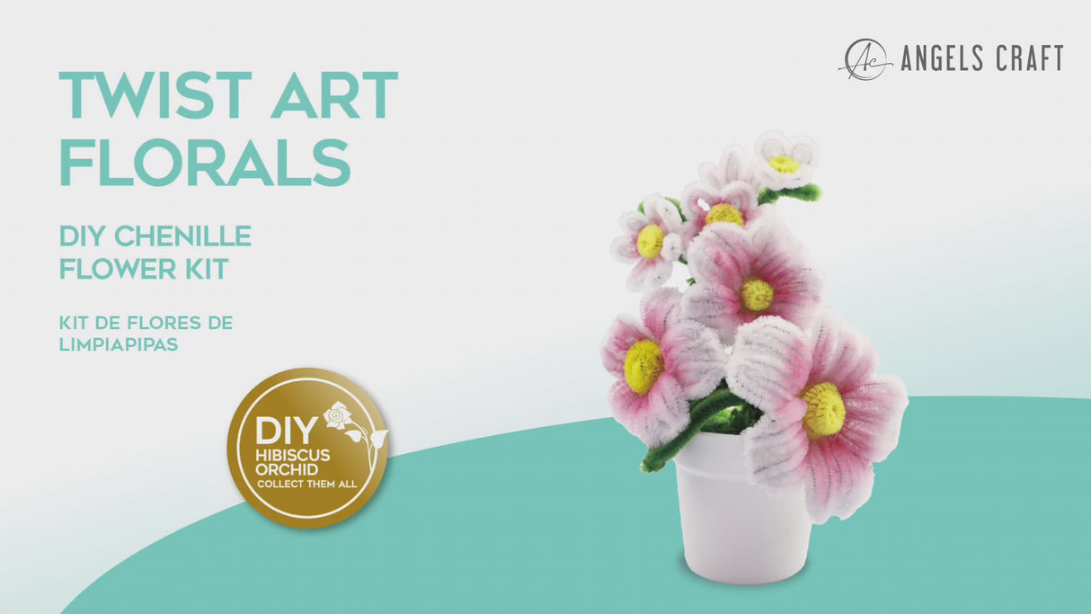 Angels Craft Twist Art Florals - DIY Chenille Hibiscus Orchid Kit